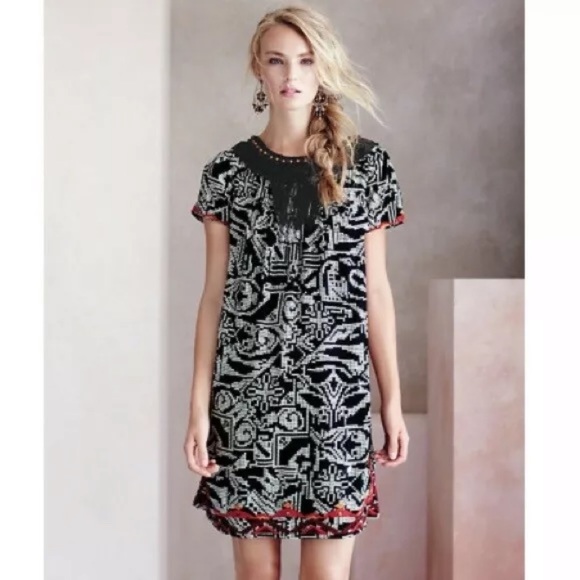 Floreat Abelia Fringe Embroidered Beaded Dress - Picture 2 of 9